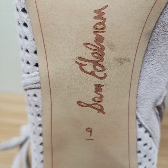 Sam Edelman Womens Ellery beige Leather Perforated Open Toe Booties Size 9M - Picture 5 of 6